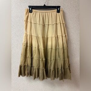 Etc Women Size Small Bohemian Boho Gypsy Brown Ombre‎ maxi Tiered Skirt